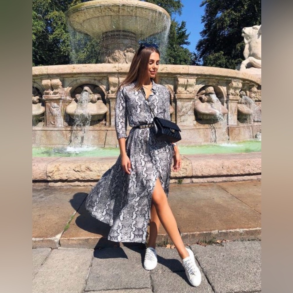 SNAKE PRINT MIDI DRESS